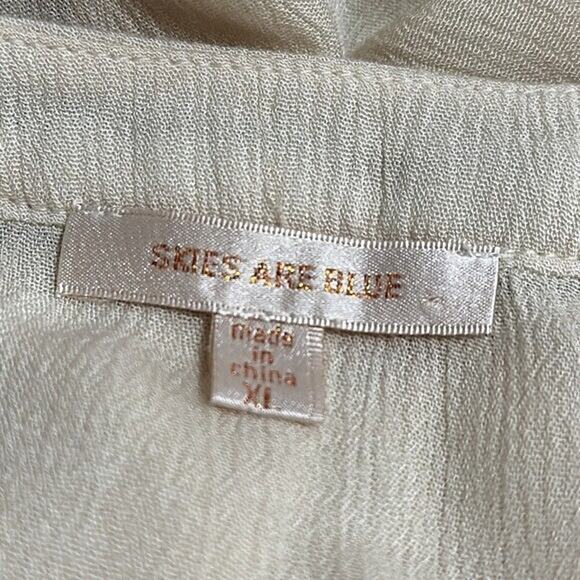 Skies are Blue Cardigan Sweater Womens XL Ivory Navy Embroidered Lace Cottage - Picture 8 of 10